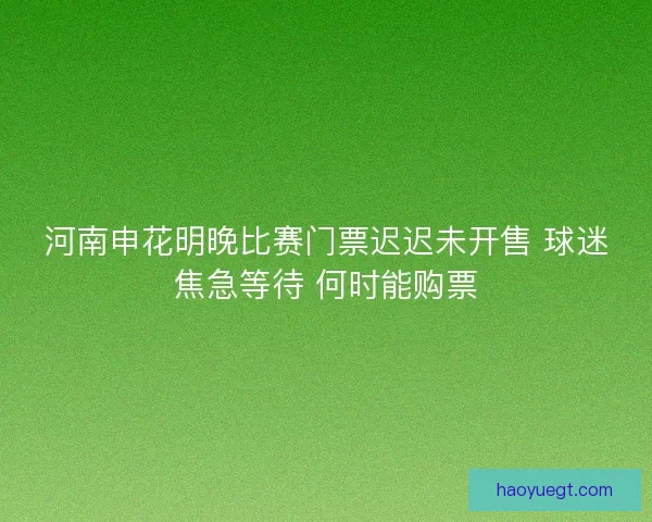 河南申花明晚比赛门票迟迟未开售 球迷焦急等待 何时能购票